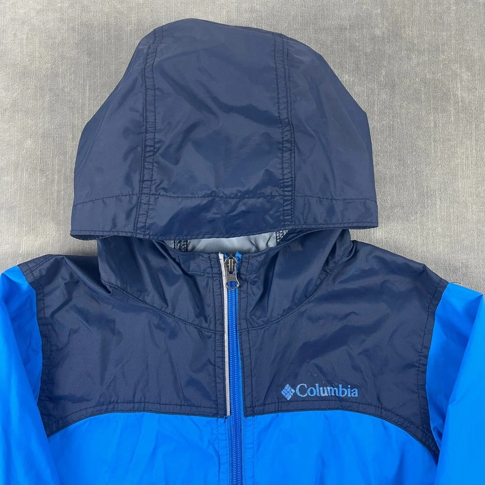 Columbia Kids Size S (8) Blue Windbreaker Jacket Hooded Full Zip Lightweight